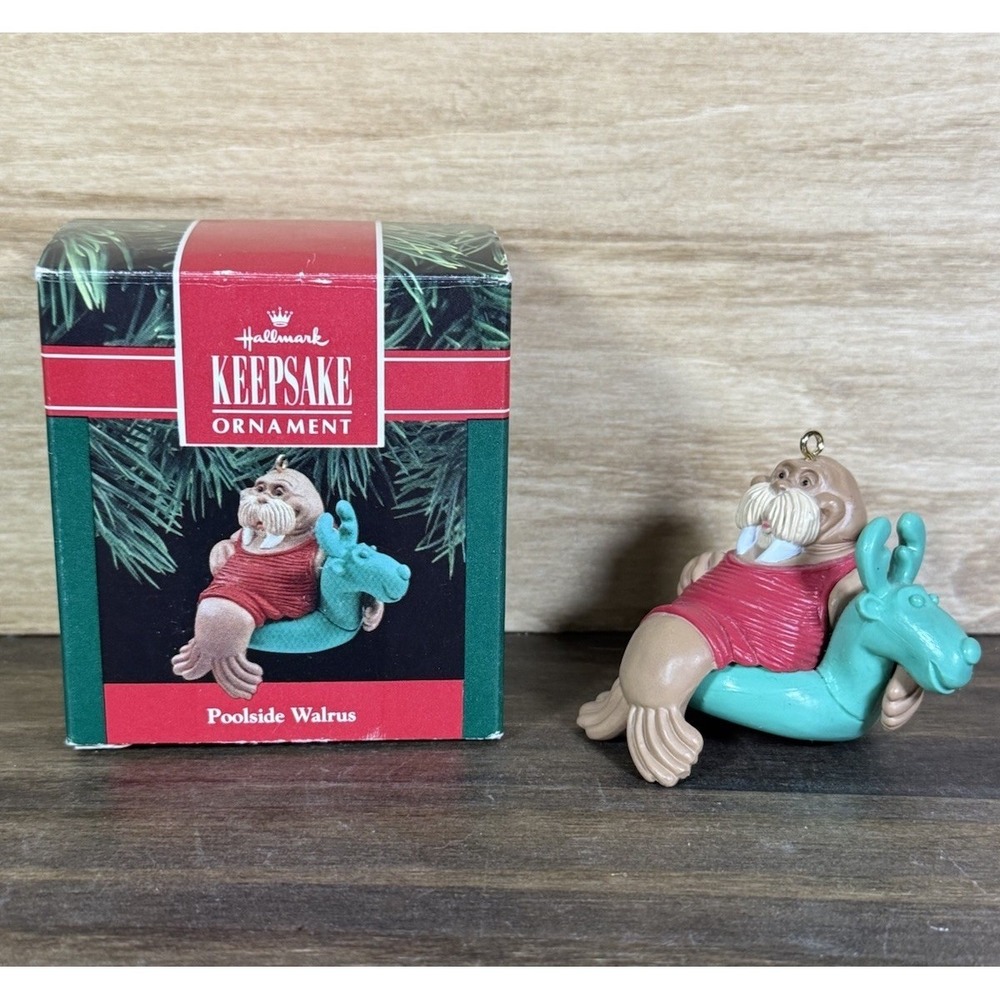 Hallmark Keepsake Poolside Walrus Ornament 1990 Vintage w Box‎ Christmas